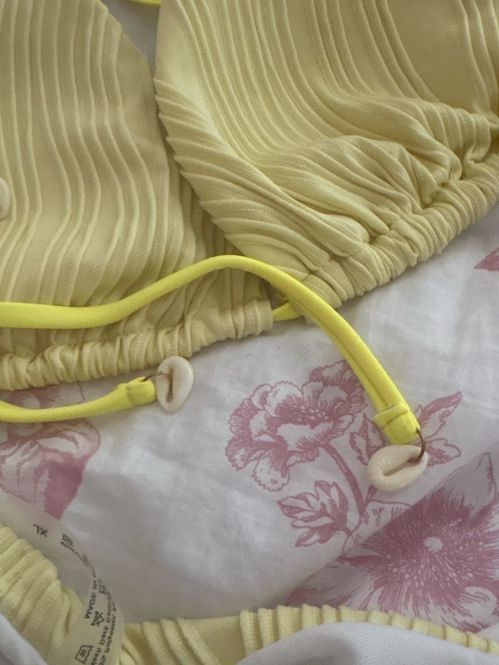 Amazon Yellow Ribbed Triangle String Bikini - Picture 2 of 3